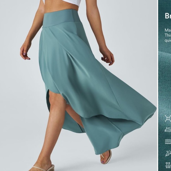 Halara Breezeful High Low Ruffle 2-in-1 Flowy Quick Dry Casual Maxi Skirt - Picture 2 of 6